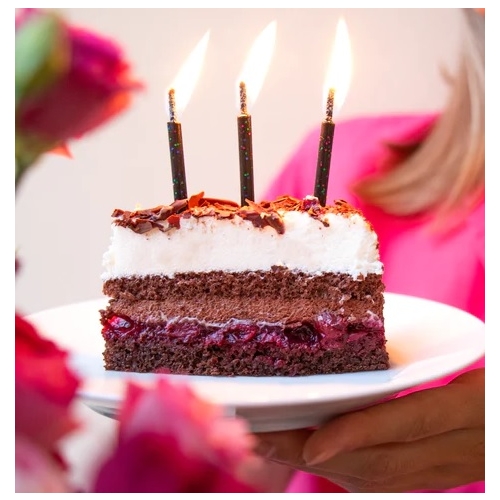 Świeczki urodzinowe na tort babeczki magiczne niegasnące czarny brokat 12x